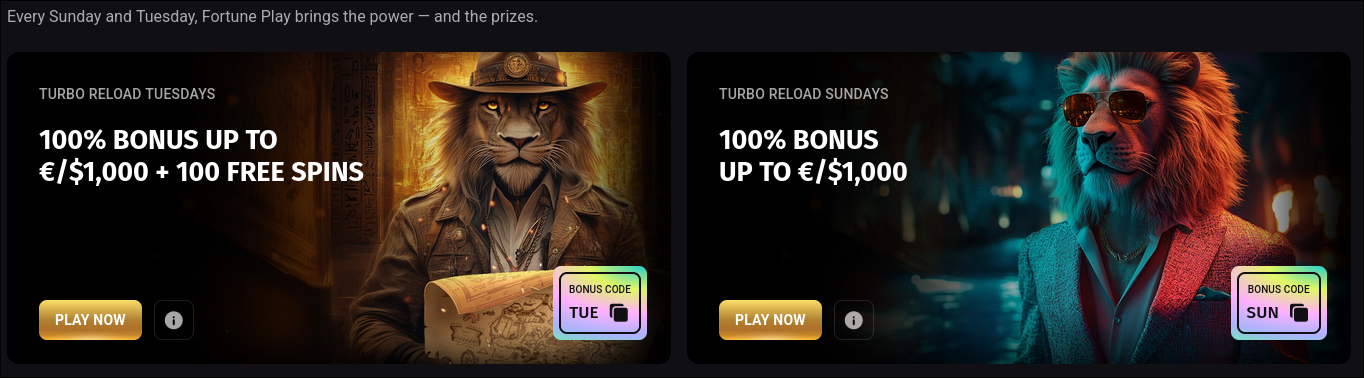 Fortuneplay reload bonuses and loyalty wheel rewards